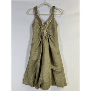 VTG Y2K Babydoll Bubble Hem Womens Dress Gold Cocktail Party Midi Fairy Size S